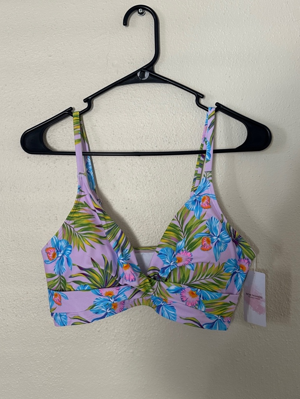 Amazon NWT Floral Tropical Bikini Top in Lilac and Blue
